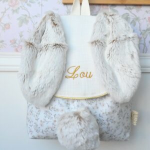 Sac lapin Fleur taupe