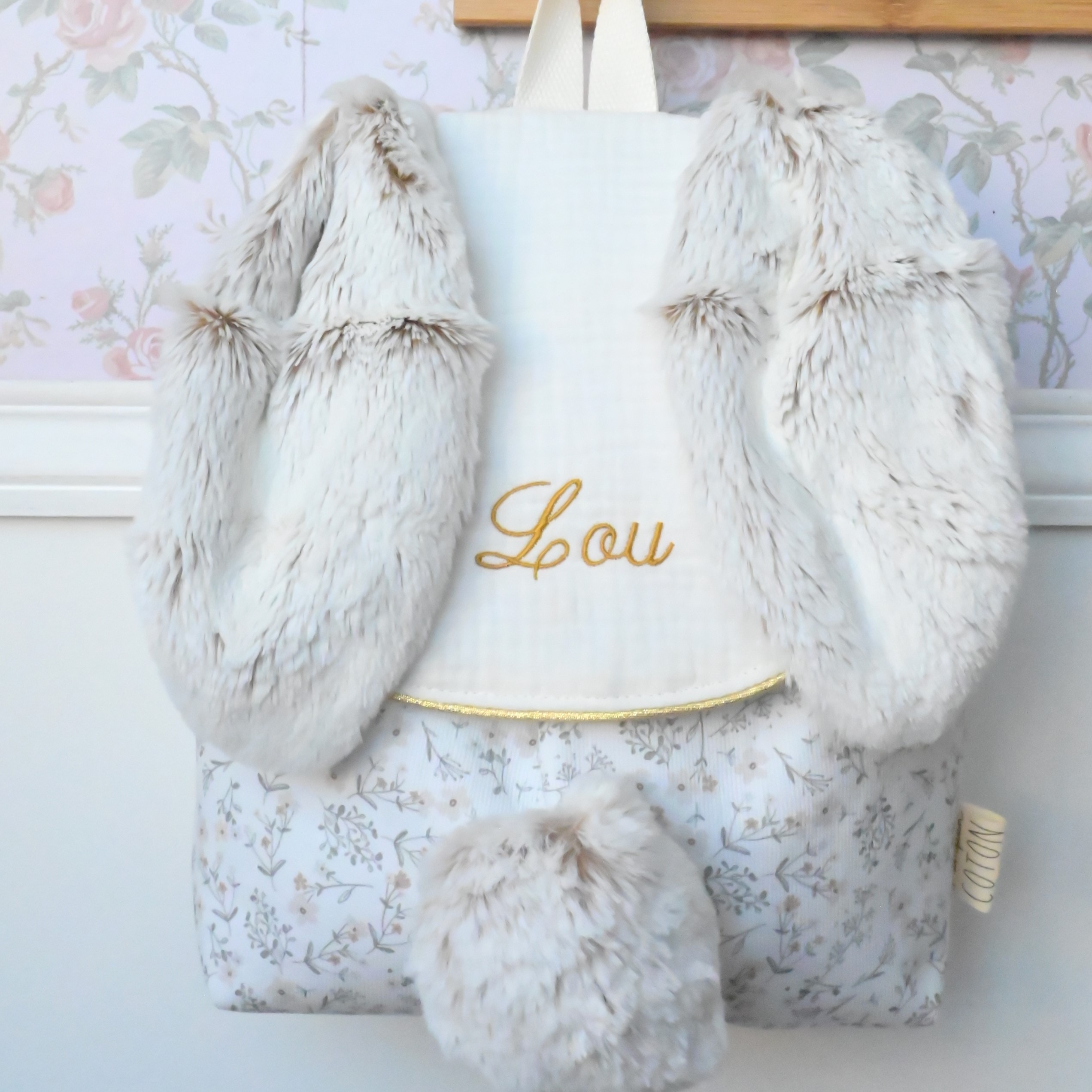 Sac lapin Fleur taupe